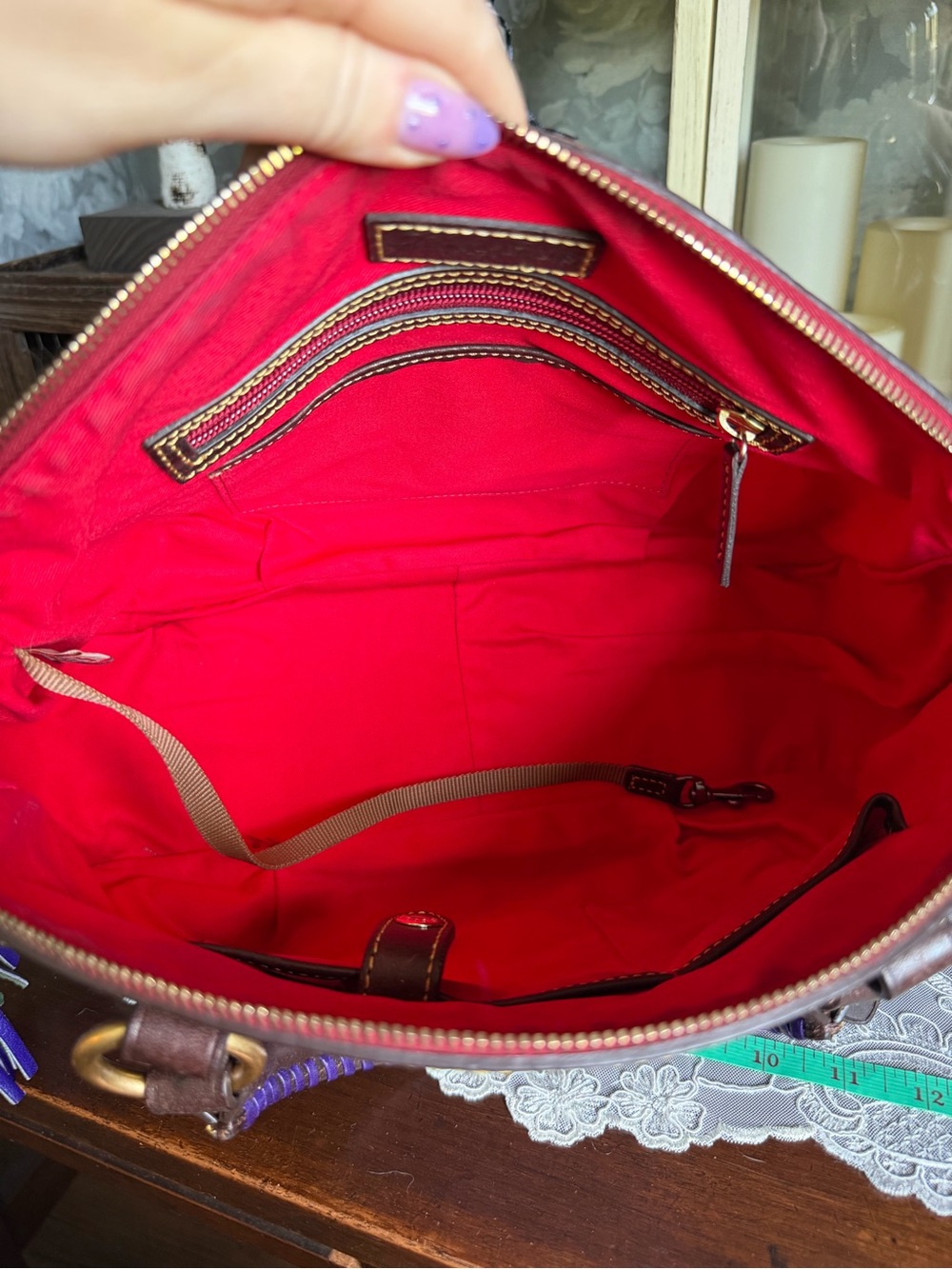 Dooney & Bourke PURPLE TOLEDO Medium Mail Satchel Handbag Purse - Picture 7 of 9